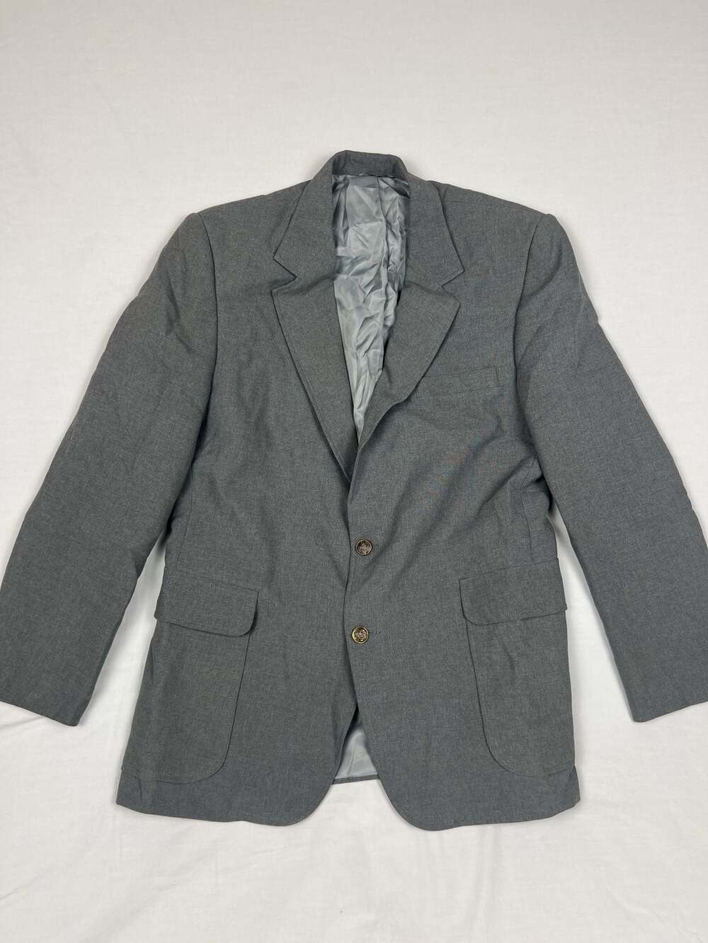 Haggar Gray Blazer Sport Coat With Brass Buttons
